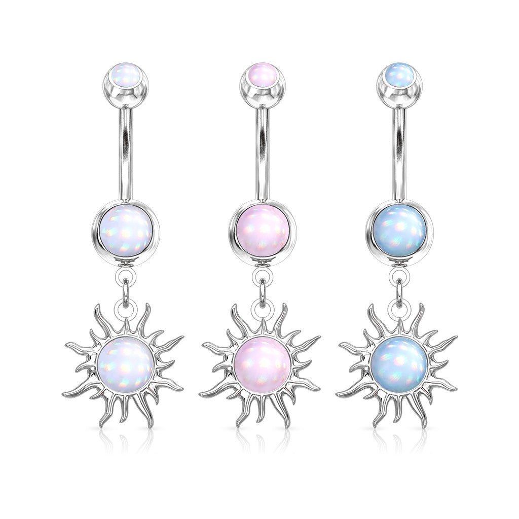 Moonstone Sun Glitter Navel Dangle 14g
