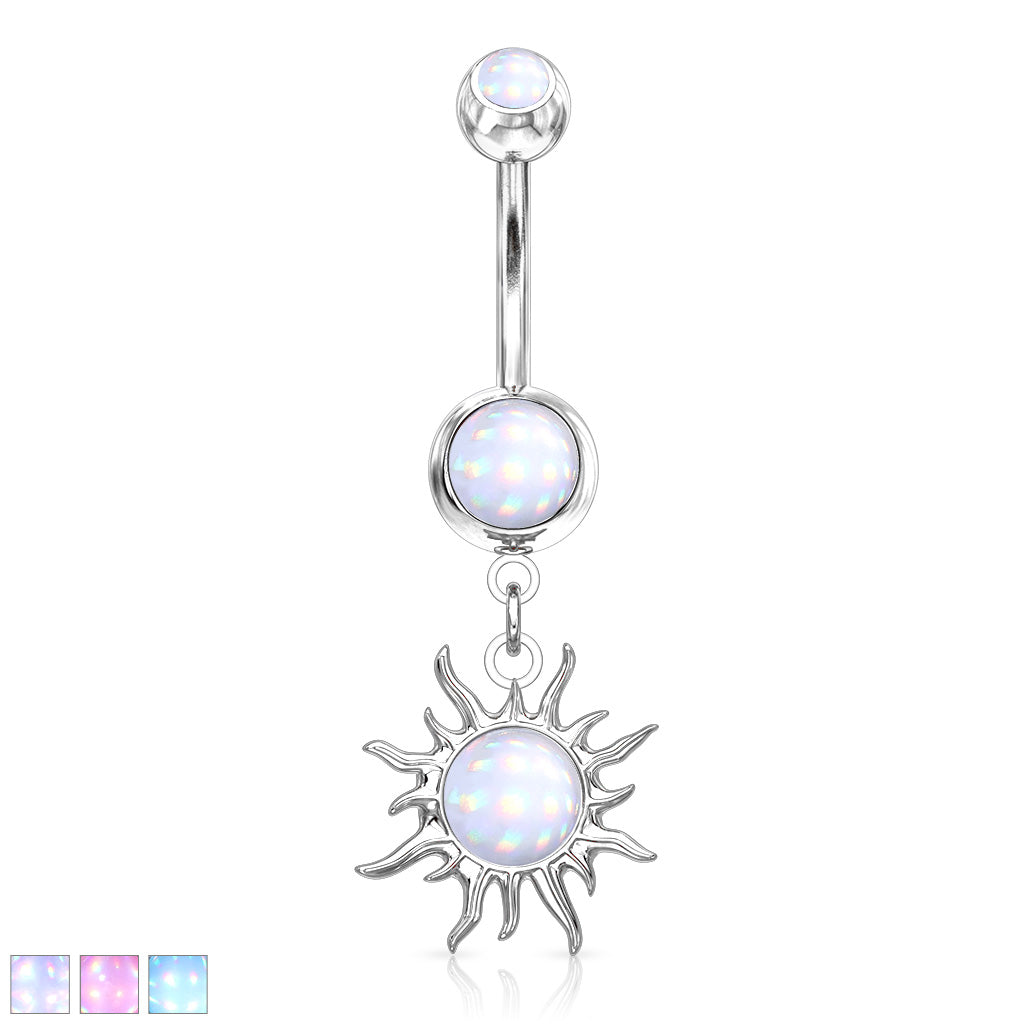 Moonstone Sun Glitter Navel Dangle 14g