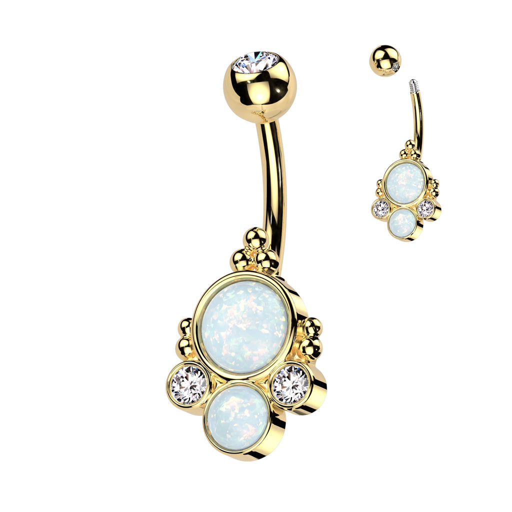 Opal Dotwork Fancy Navel Barbell 14g