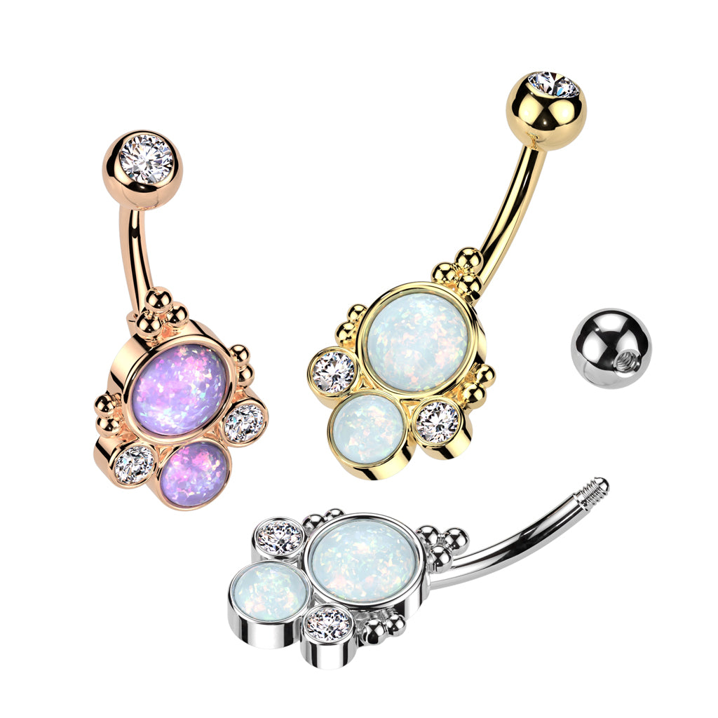 Opal Dotwork Fancy Navel Barbell 14g