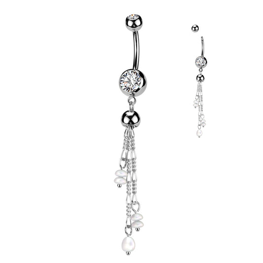 Pearl Droplet Navel Dangle 14g