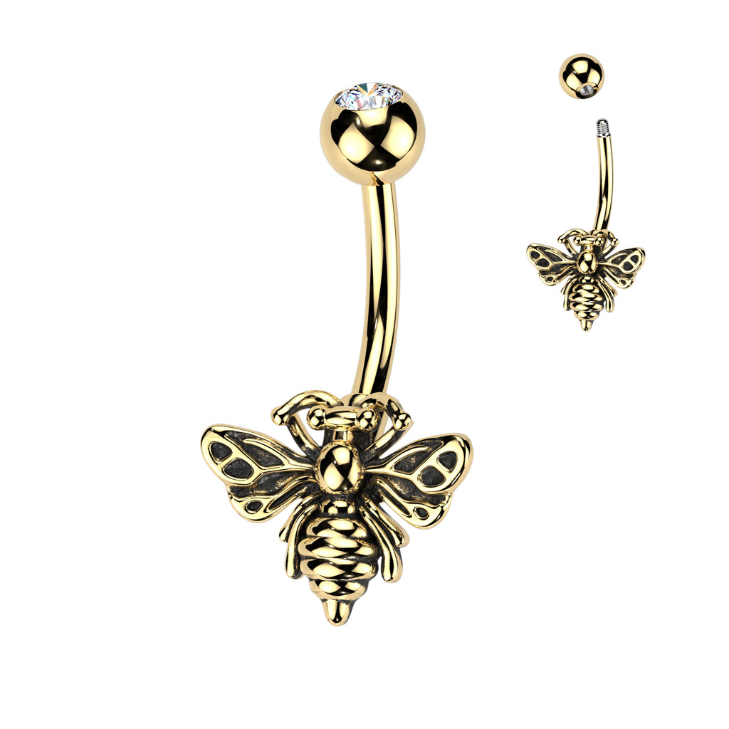 Antique Bee Belly Ring 14g