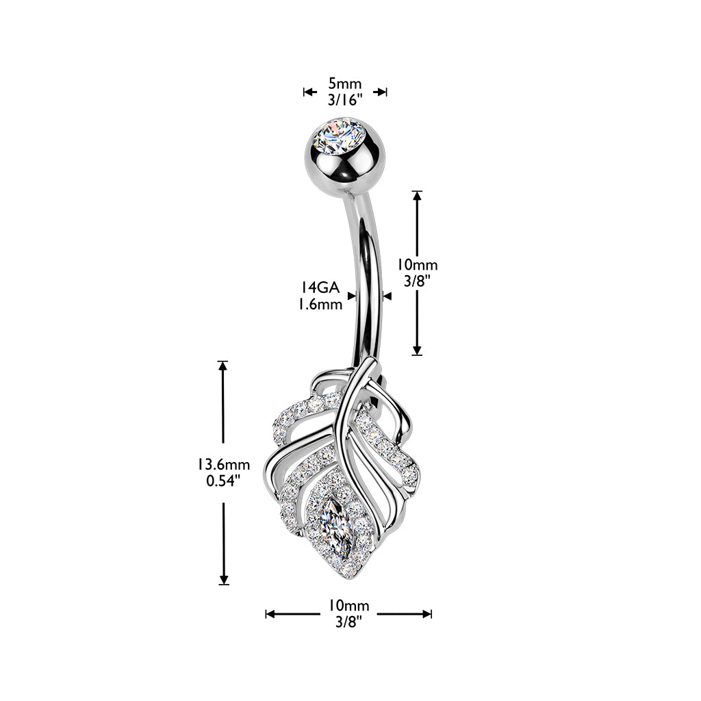 The Whispering Leaf Navel Barbell 14g