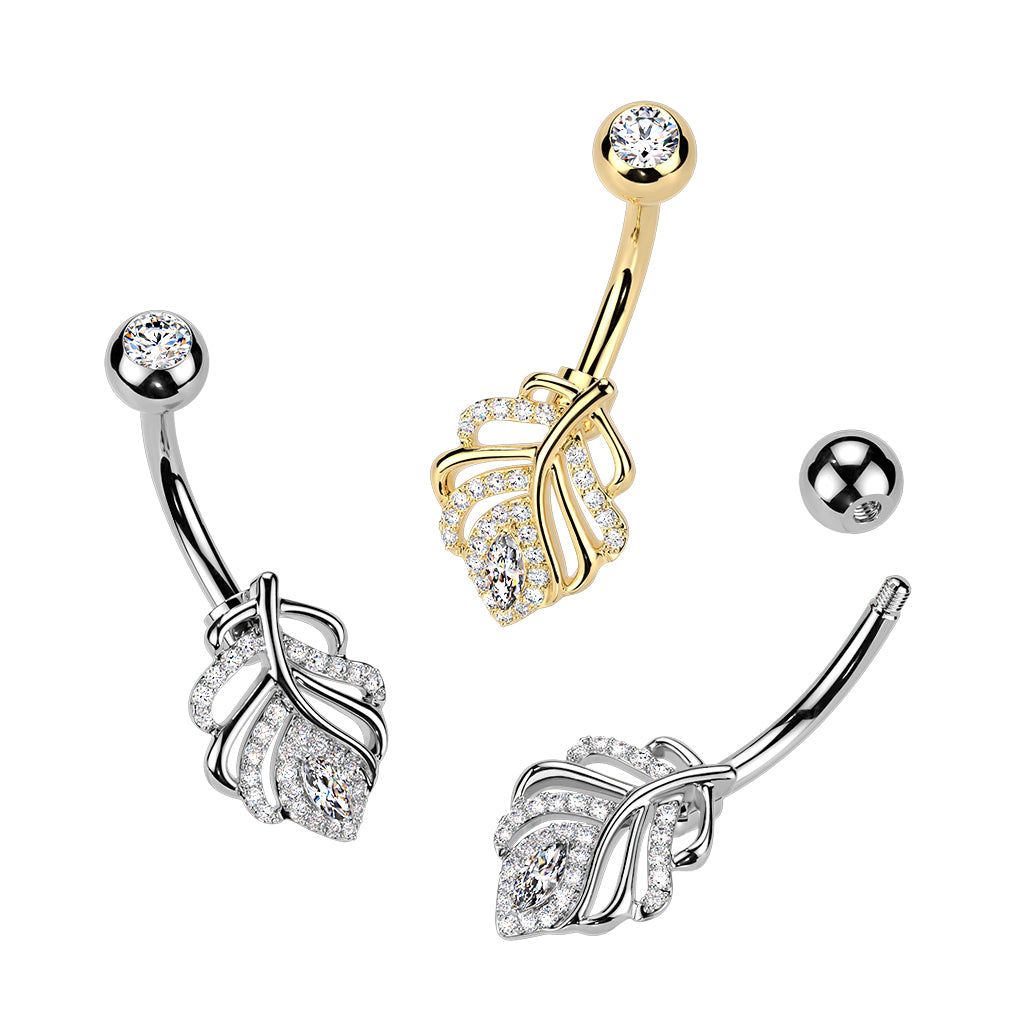 The Whispering Leaf Navel Barbell 14g