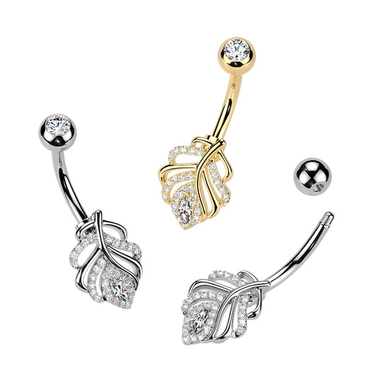 The Whispering Leaf Navel Barbell 14g