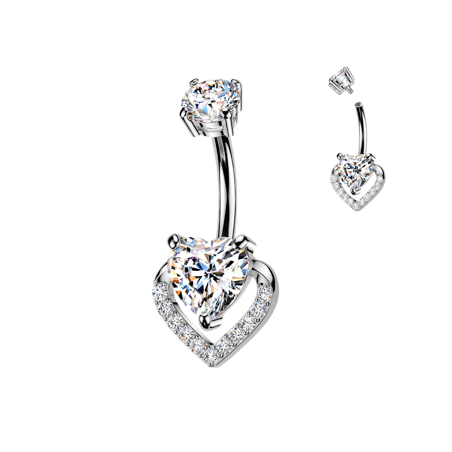 Heart Outline Navel Barbell 14g
