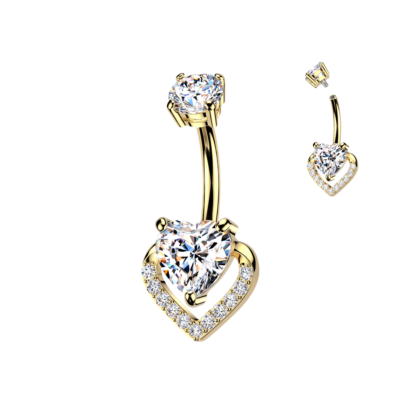Heart Outline Navel Barbell 14g