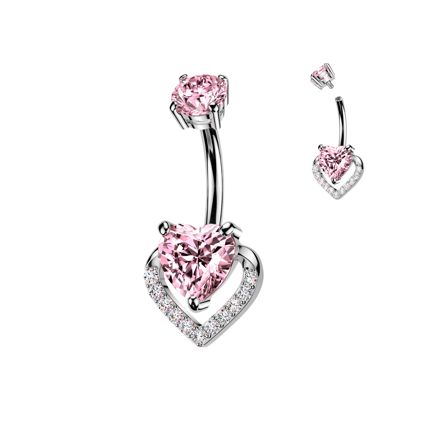 Heart Outline Navel Barbell 14g