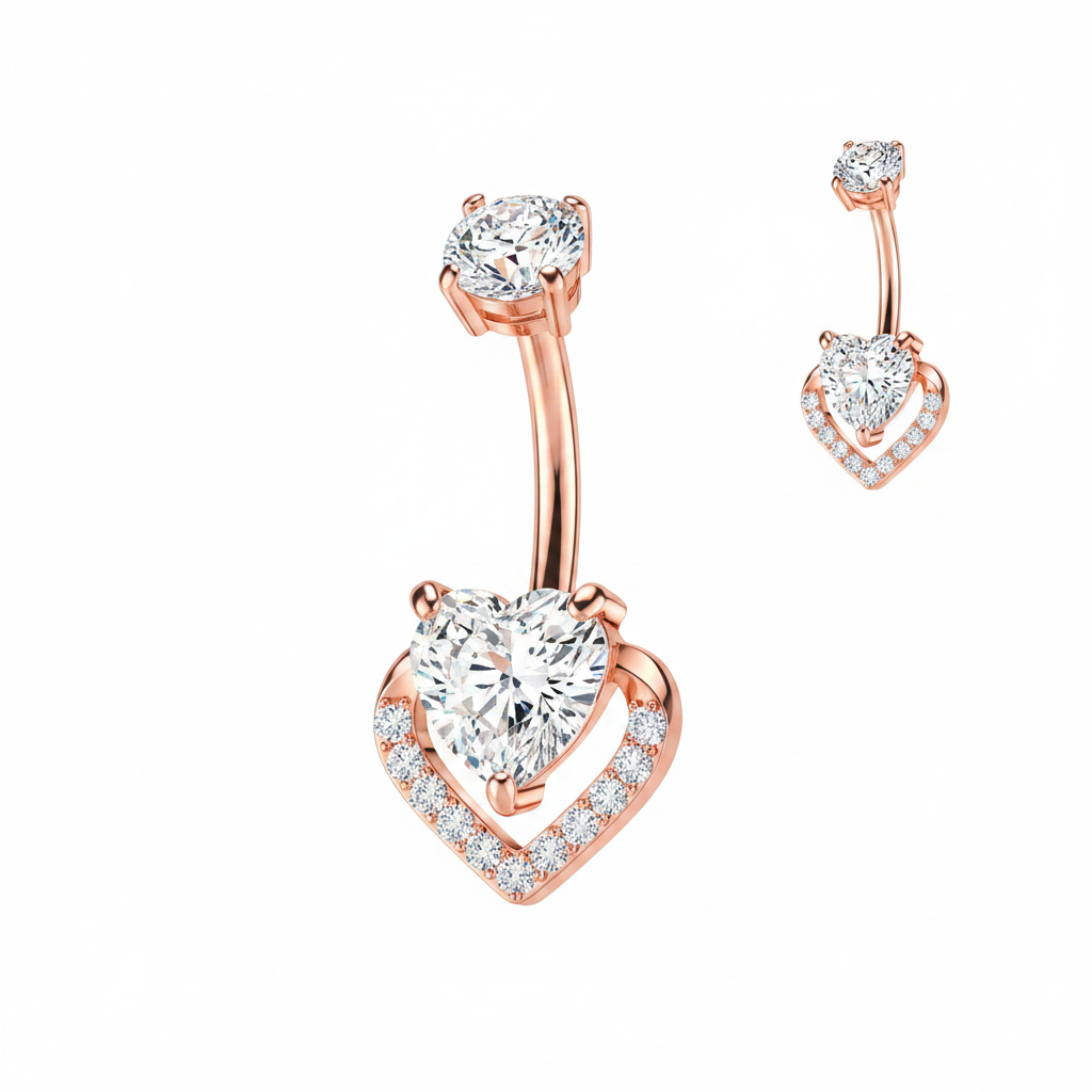 Heart Outline Navel Barbell 14g