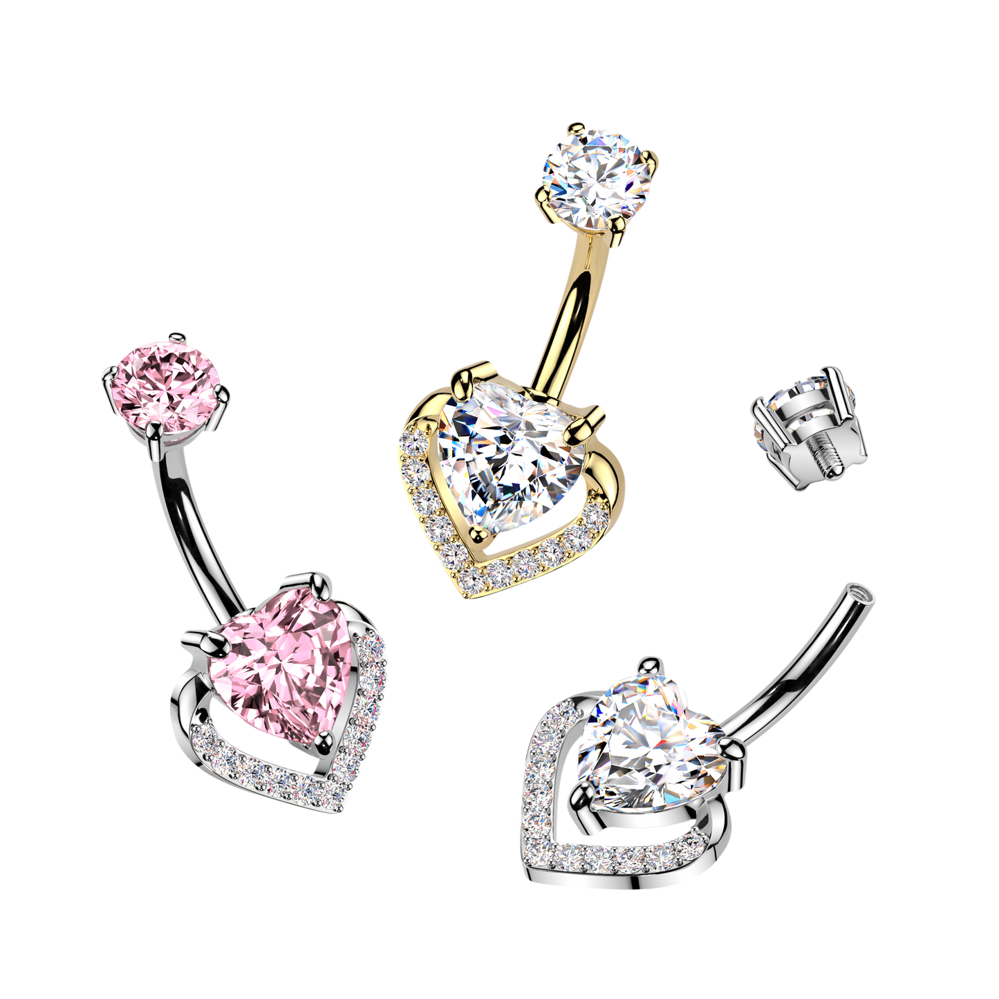 Heart Outline Navel Barbell 14g