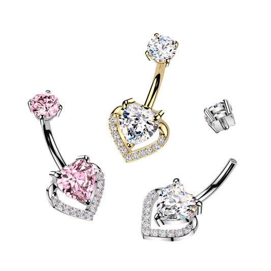 Heart Outline Navel Barbell 14g