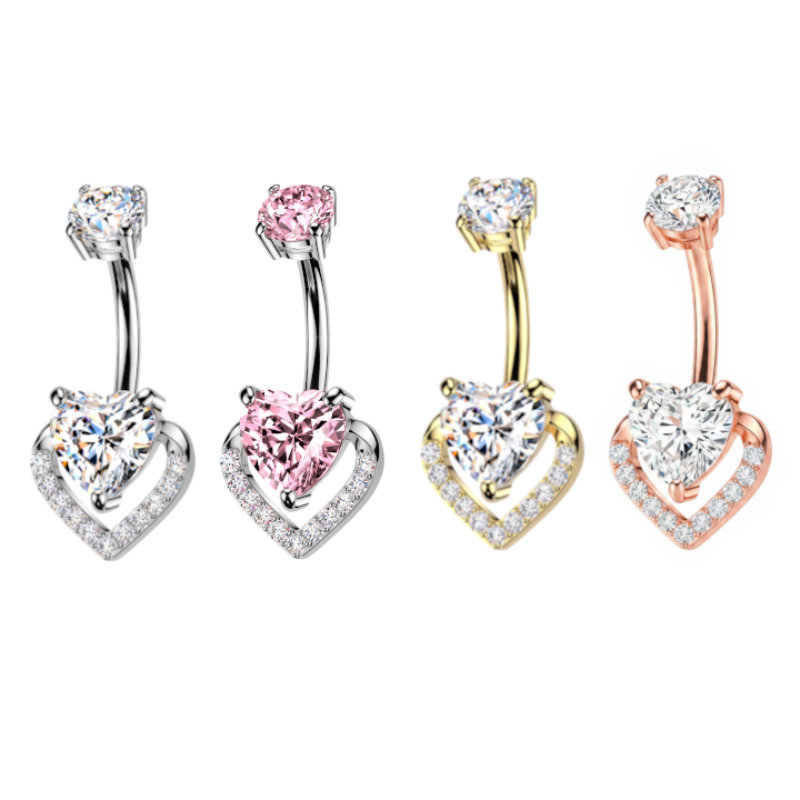 Heart Outline Navel Barbell 14g