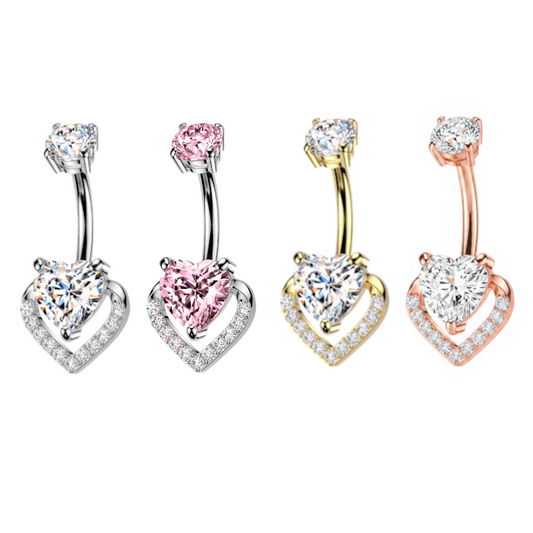 Heart Outline Navel Barbell 14g