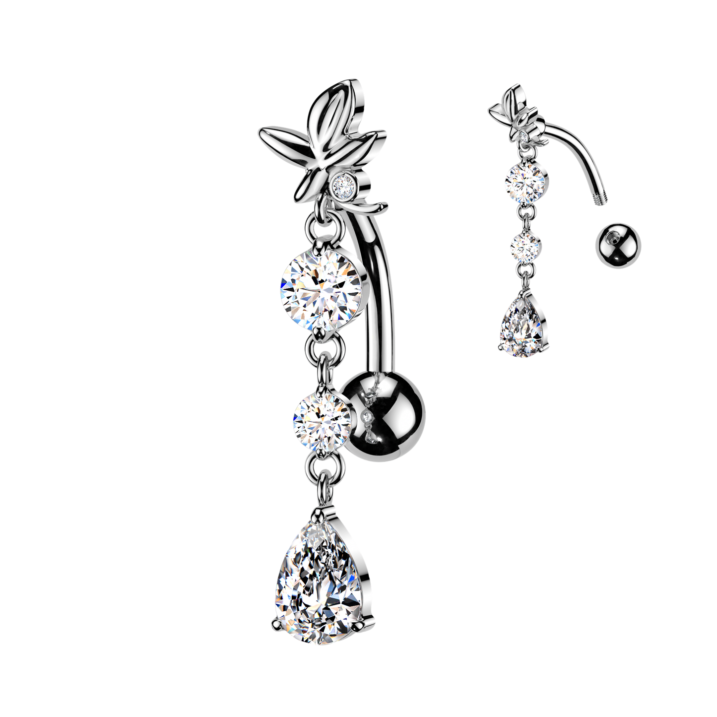 Bloom Crystal Drop Inverted Navel Dangle 14g