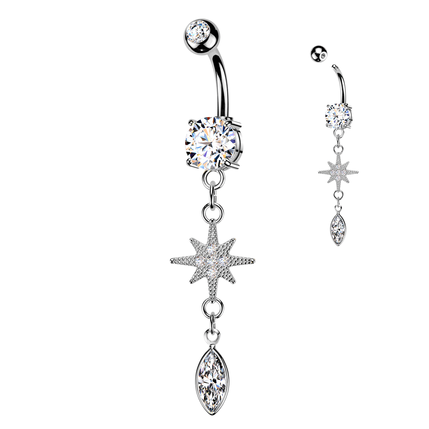 North Star Marquise Navel Dangle 14g