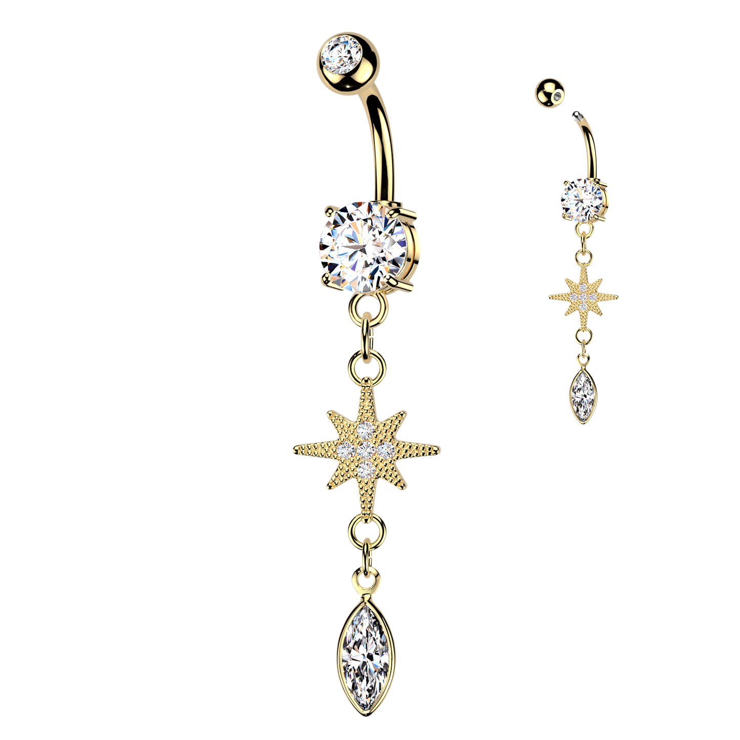 North Star Marquise Navel Dangle 14g