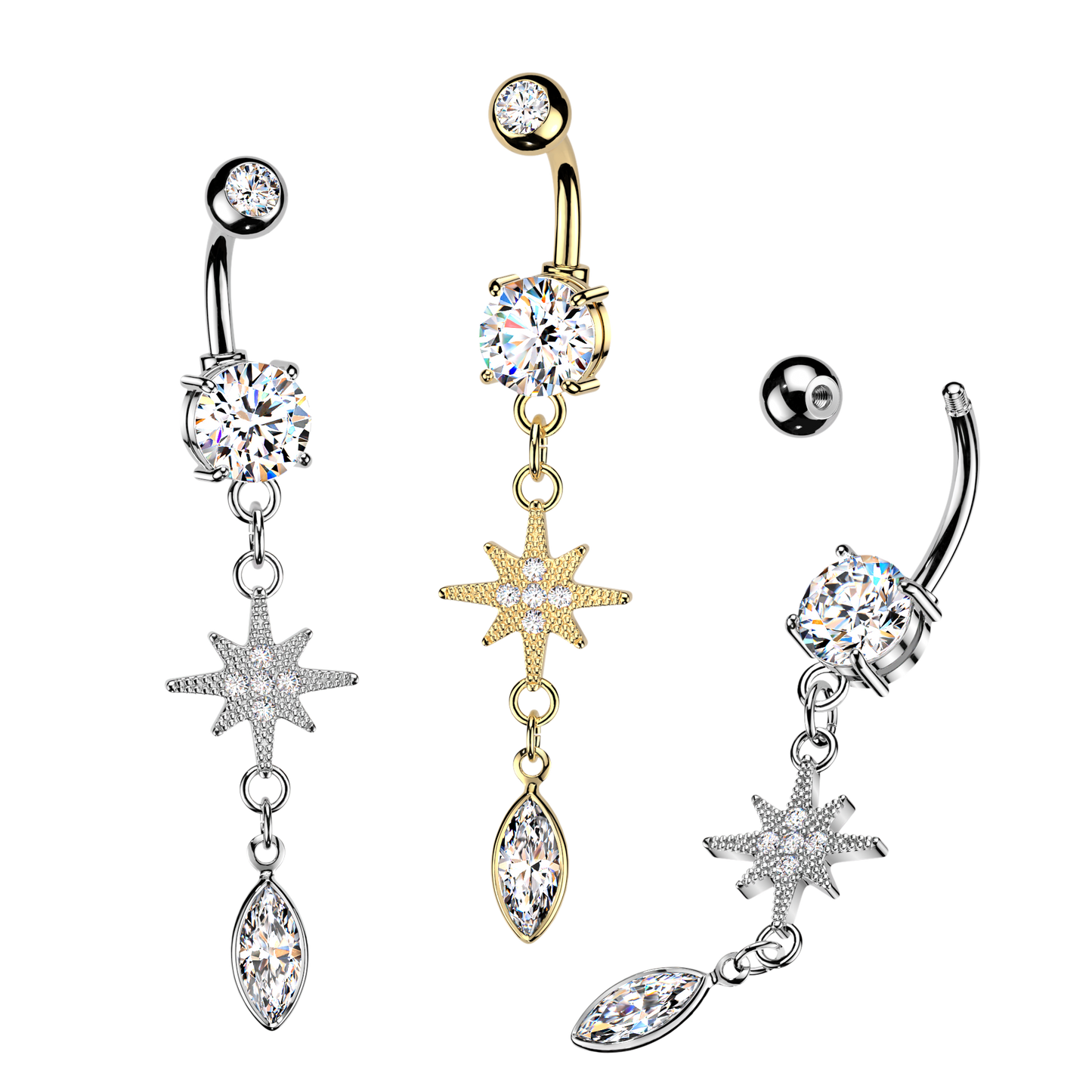North Star Marquise Navel Dangle 14g