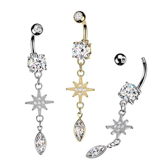North Star Marquise Navel Dangle 14g