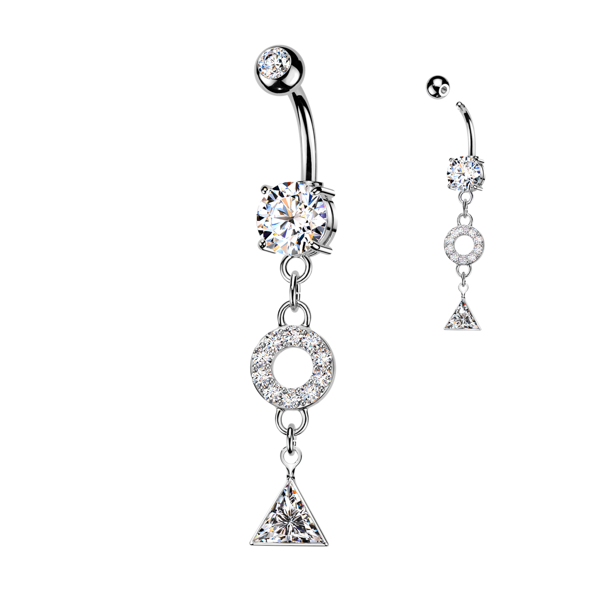 Geometric Halo & Trillion Crystal Belly Dangle 14g