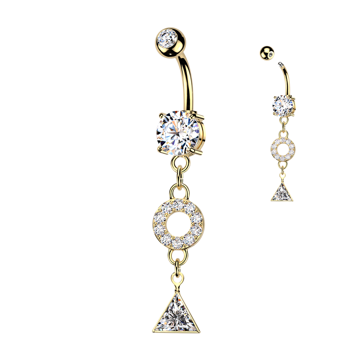Geometric Halo & Trillion Crystal Belly Dangle 14g