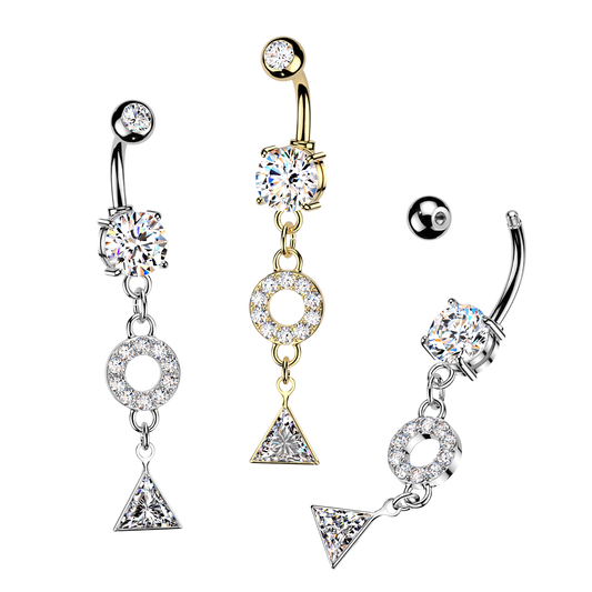Geometric Halo & Trillion Crystal Belly Dangle 14g