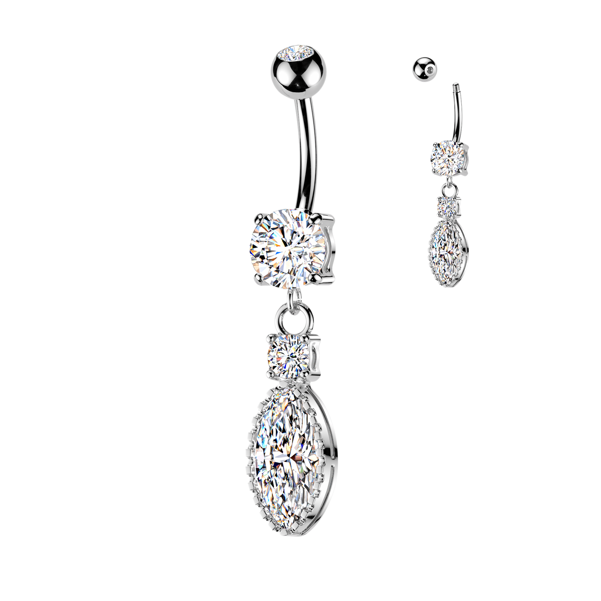 Crystal Marquise Drop Belly Dangle 14g