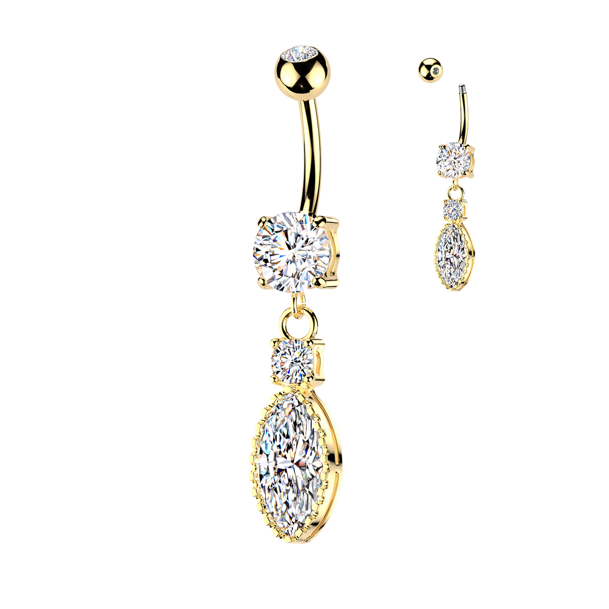 Crystal Marquise Drop Belly Dangle 14g