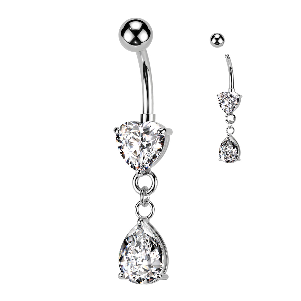 Crystal Heart & Teardrop Belly Dangle 14g