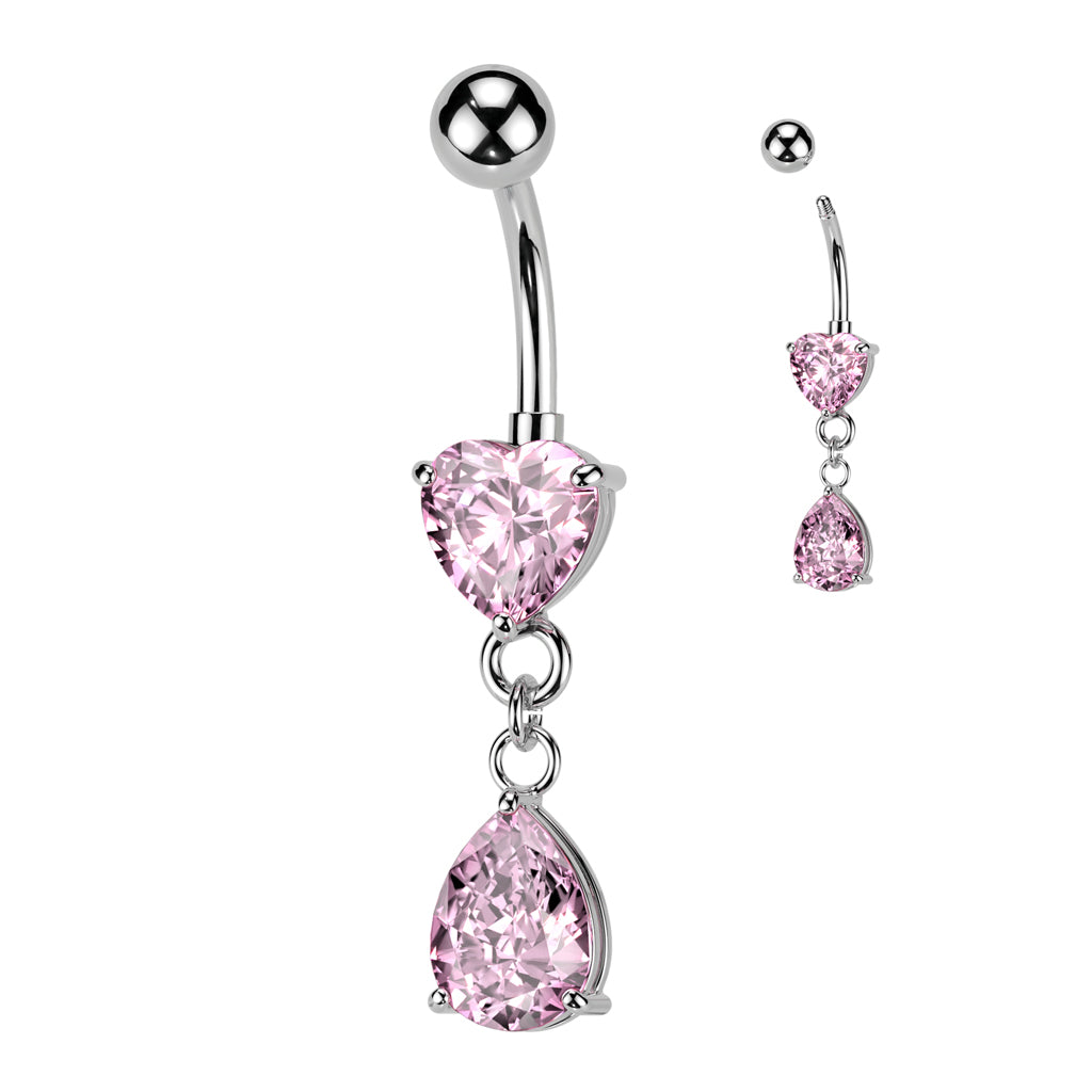Crystal Heart & Teardrop Belly Dangle 14g