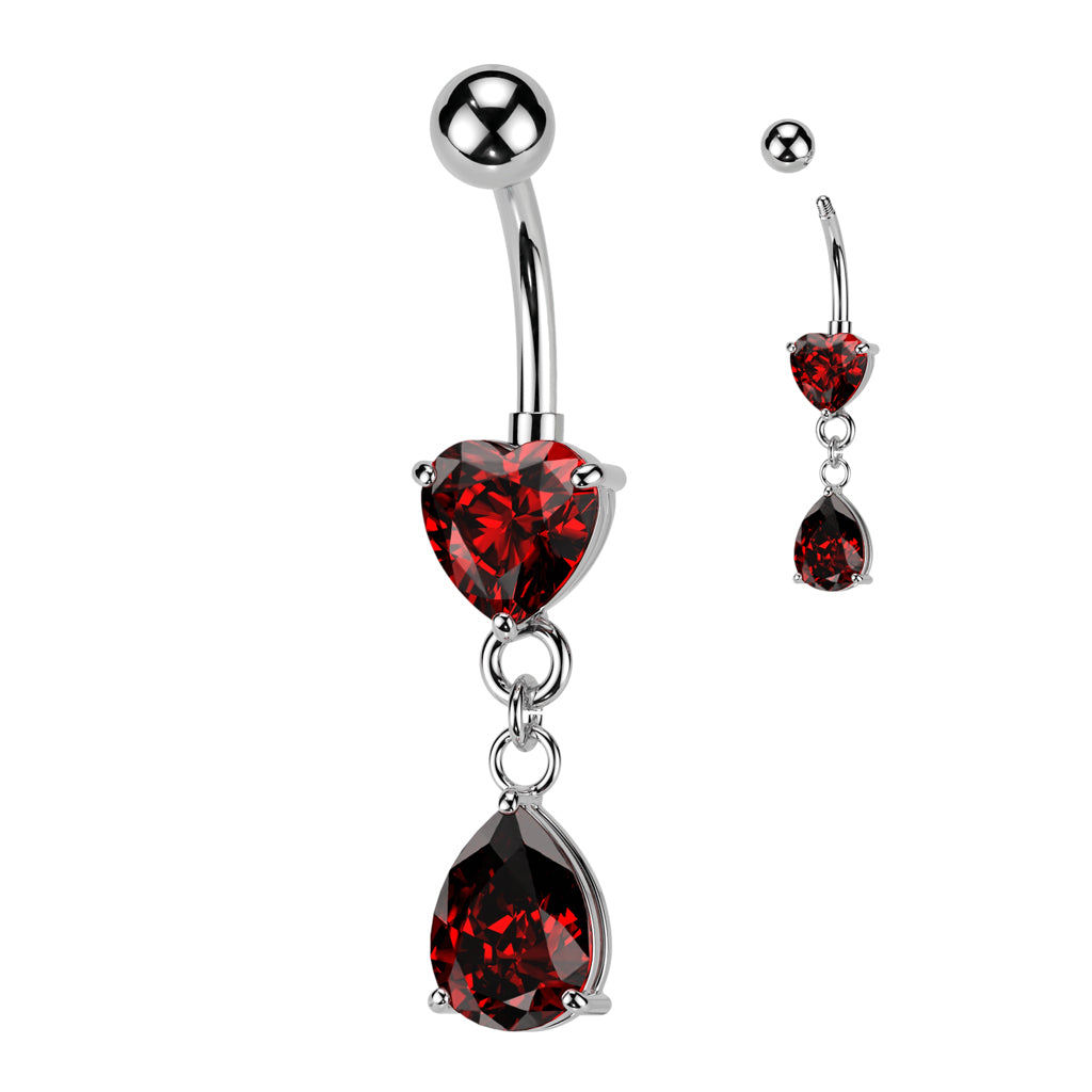 Crystal Heart & Teardrop Belly Dangle 14g