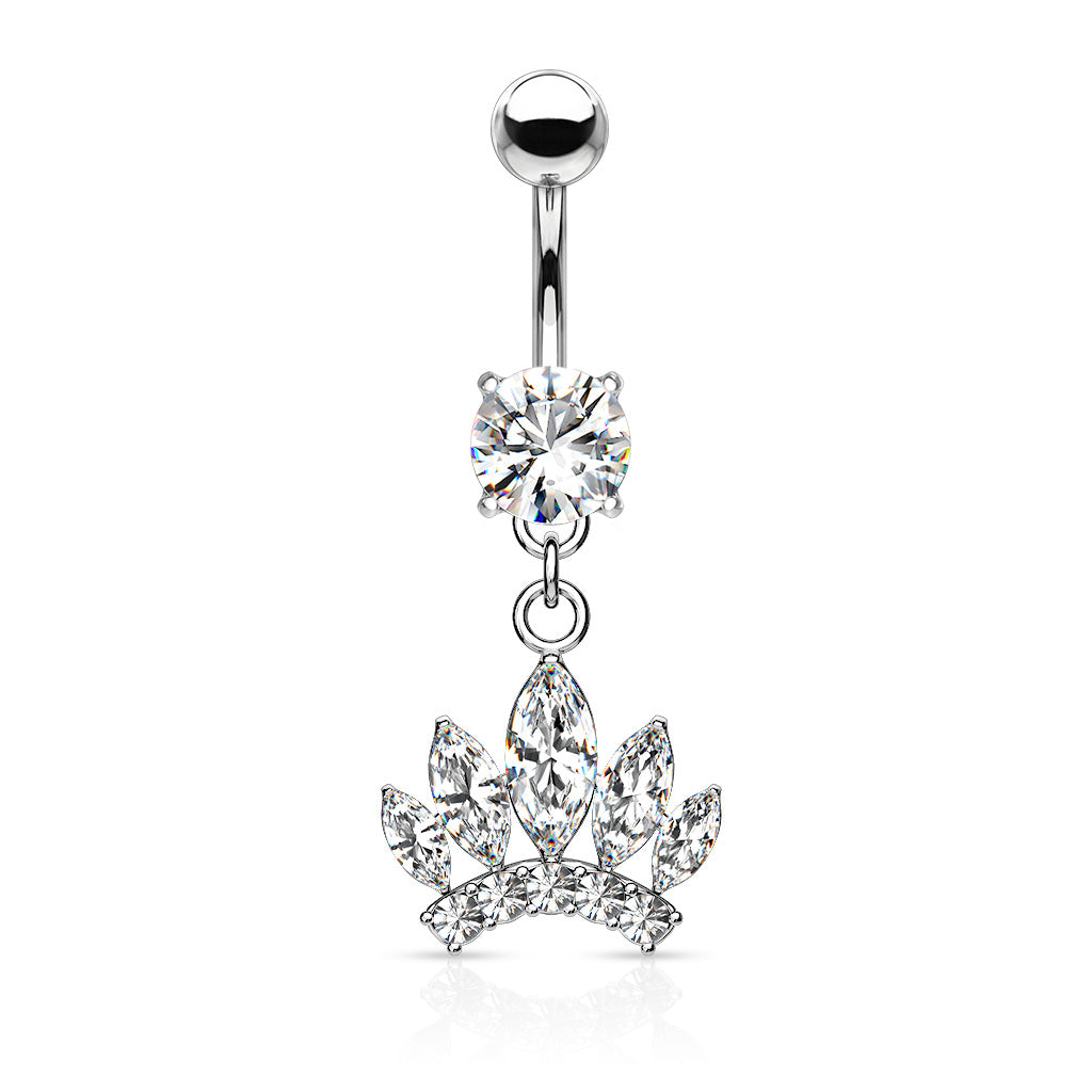 Crystal Marquise Crown Belly Dangle 14g