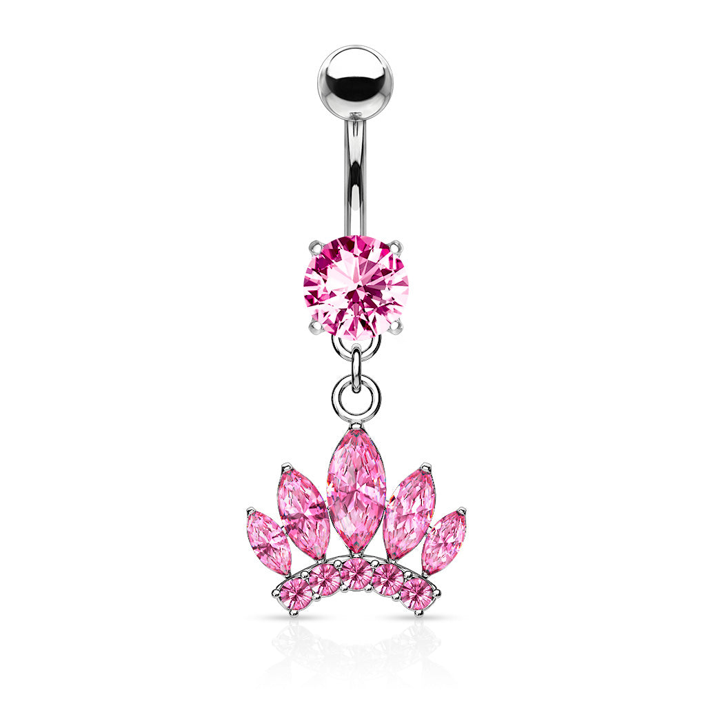Crystal Marquise Crown Belly Dangle 14g