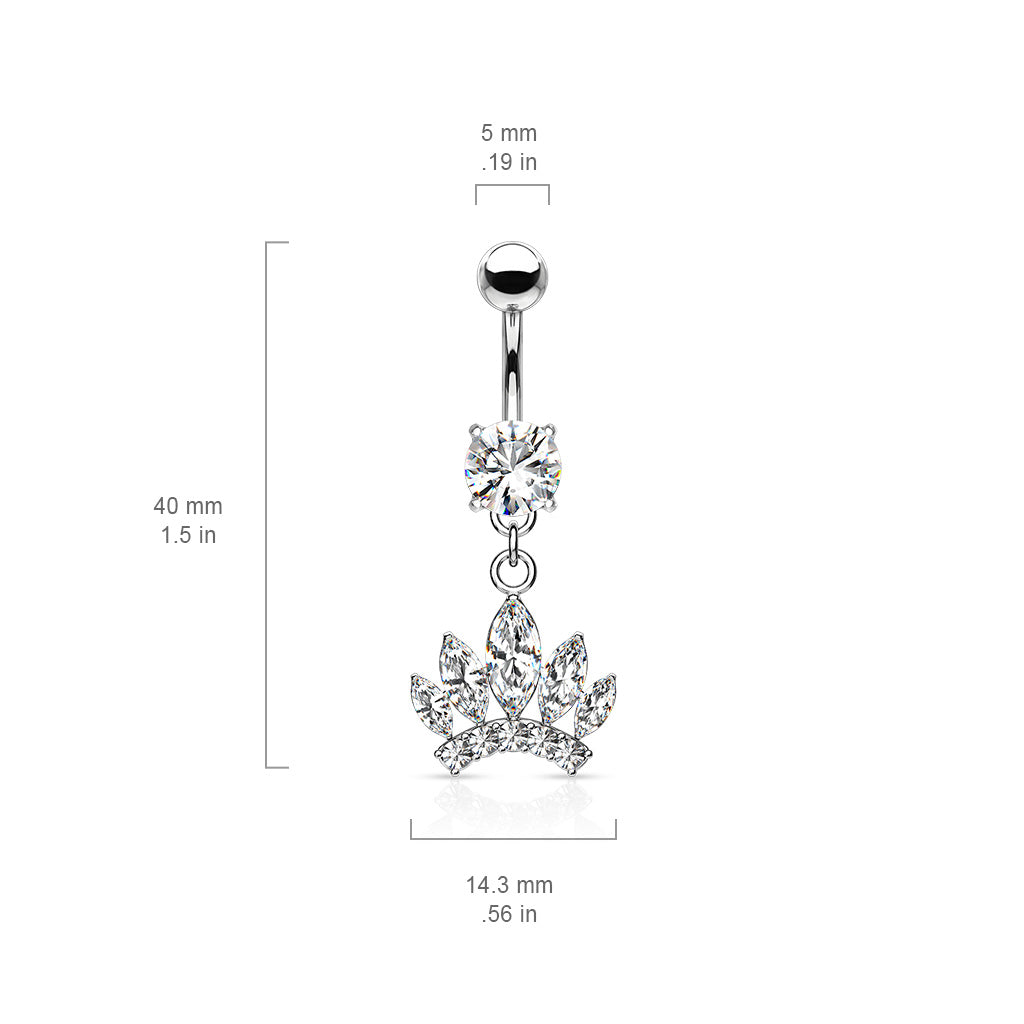 Crystal Marquise Crown Belly Dangle 14g