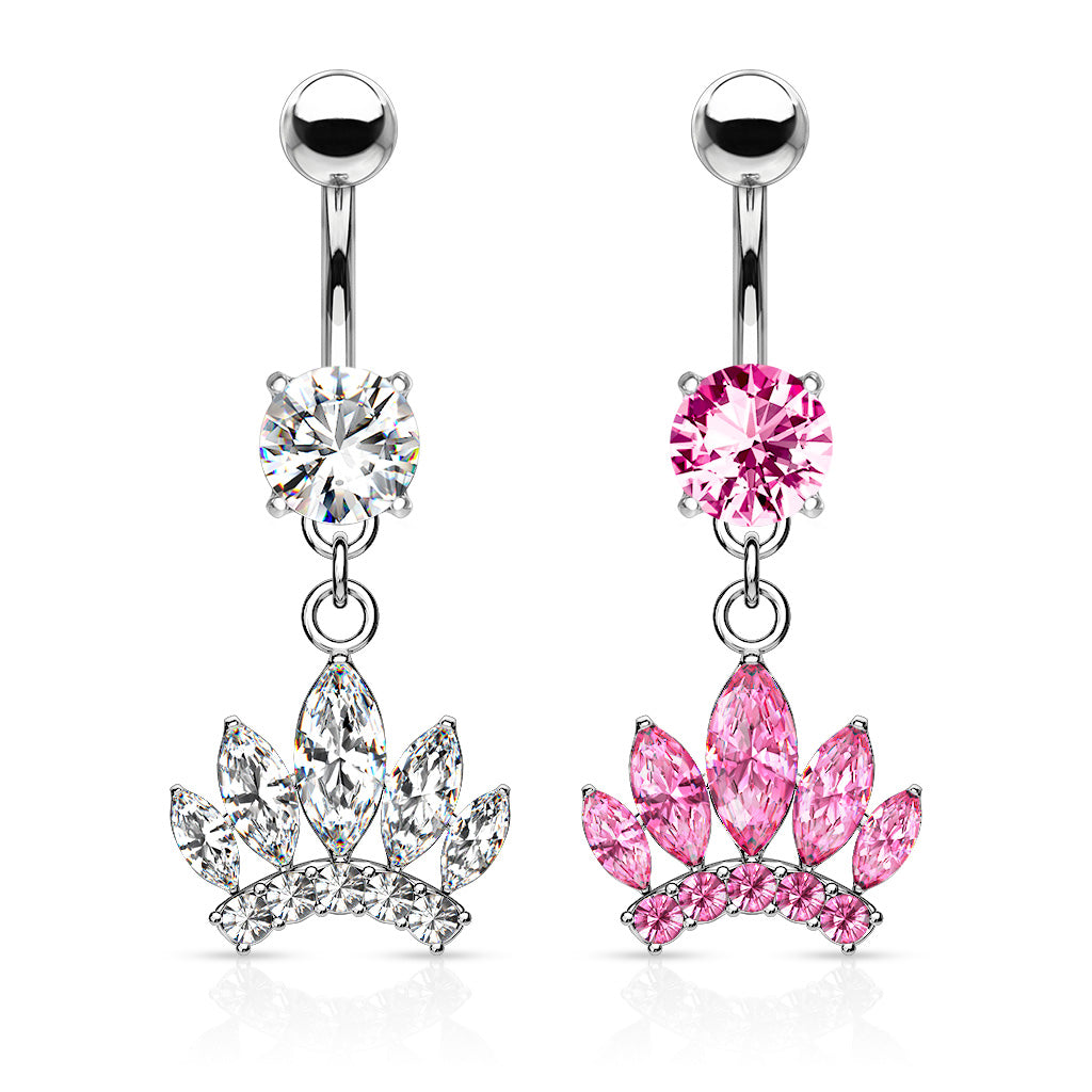 Crystal Marquise Crown Belly Dangle 14g