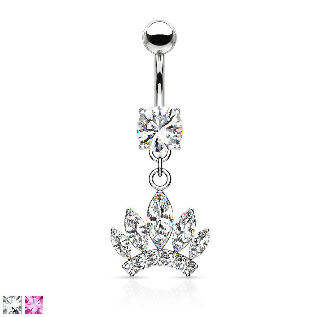 Crystal Marquise Crown Belly Dangle 14g