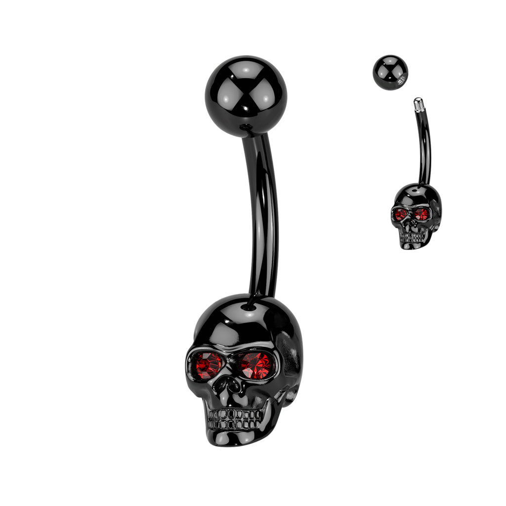 Premium Skull Navel Barbell 14g