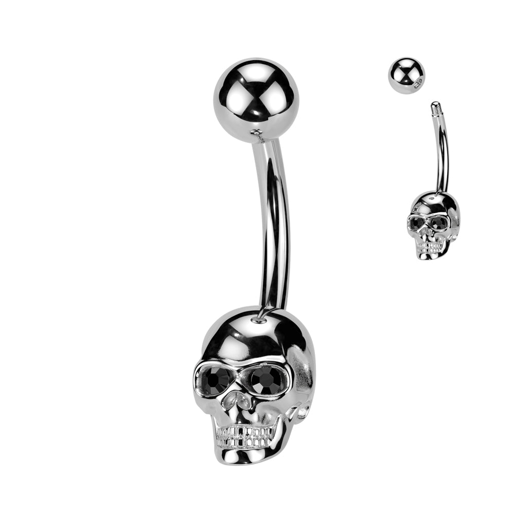 Premium Skull Navel Barbell 14g