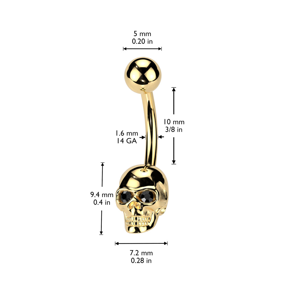 Premium Skull Navel Barbell 14g