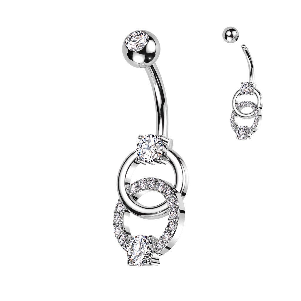 Double Hoop Crystal Navel Barbell 14g