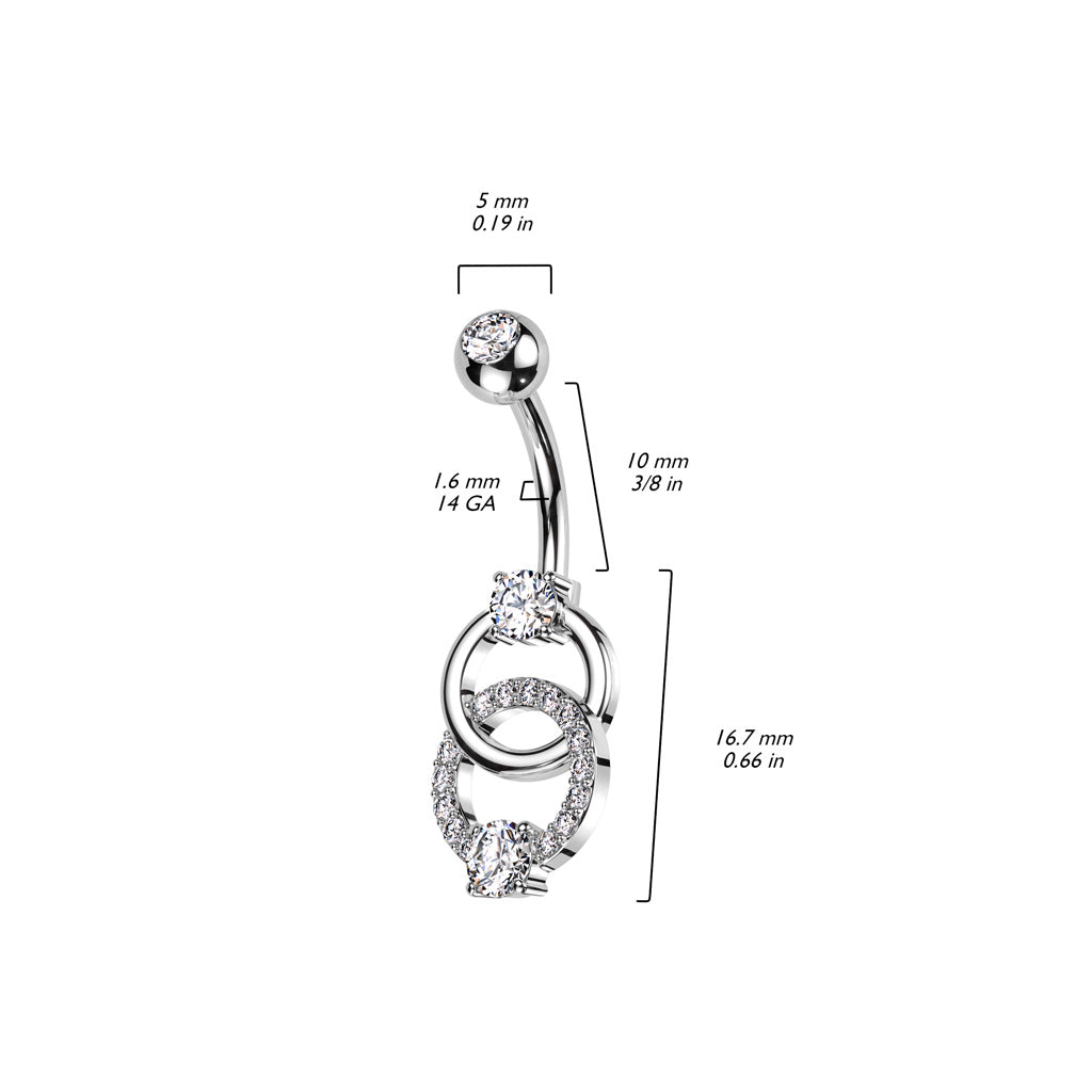 Double Hoop Crystal Navel Barbell 14g