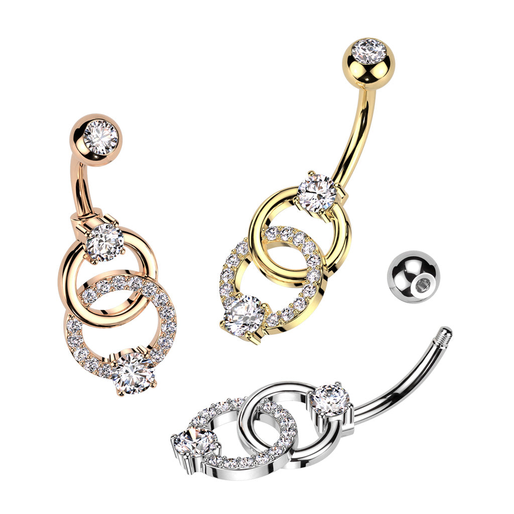 Double Hoop Crystal Navel Barbell 14g