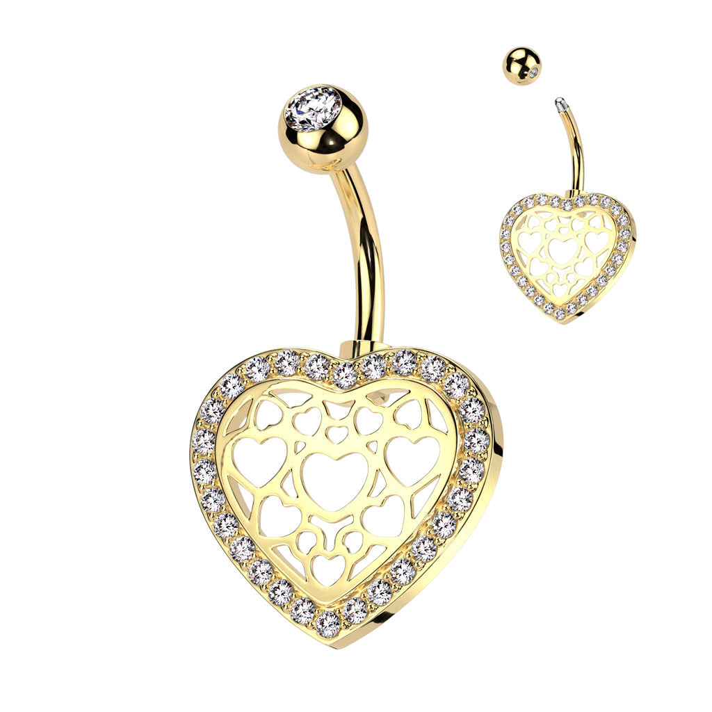 PREMIUM Heart Web Navel Barbell 14g