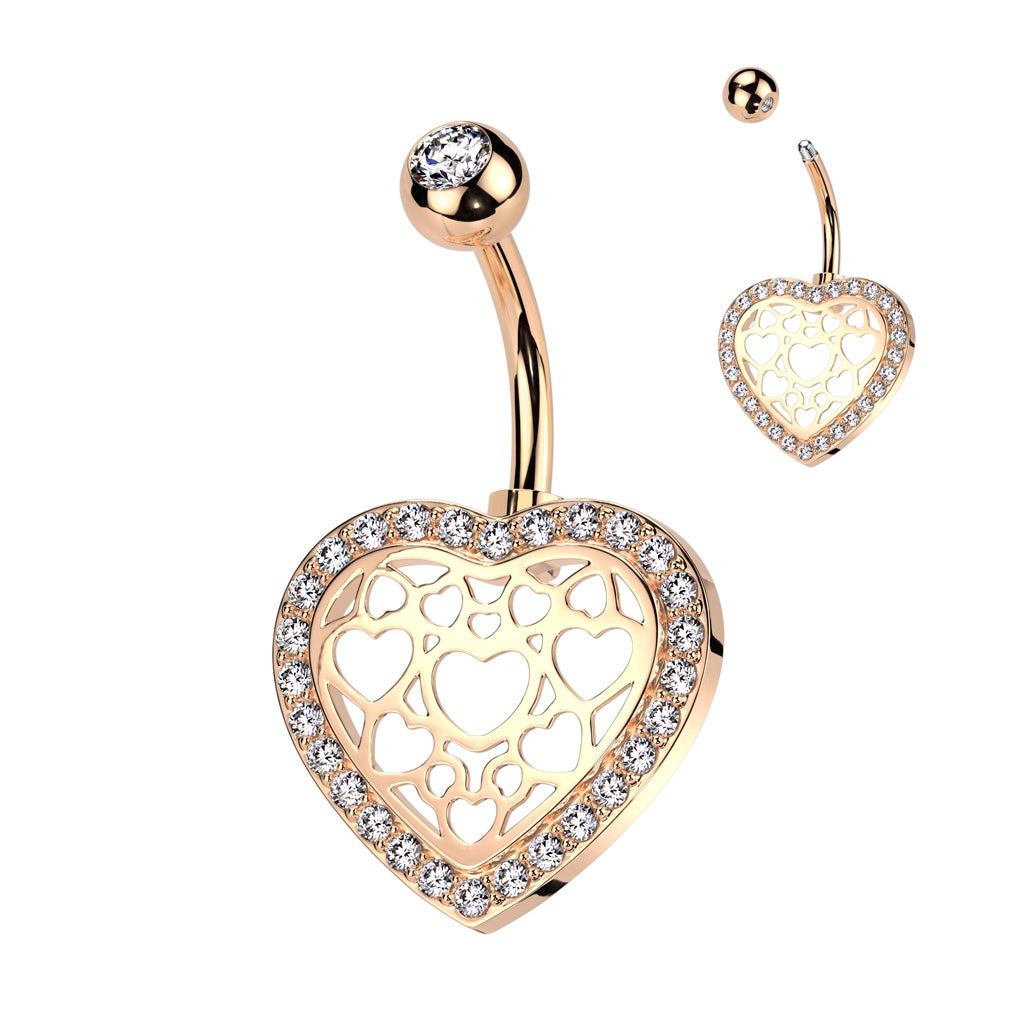 PREMIUM Heart Web Navel Barbell 14g