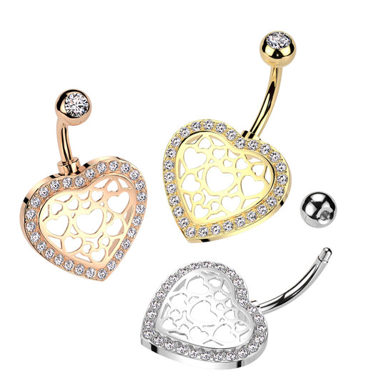 Heart Web Navel Barbell 14g