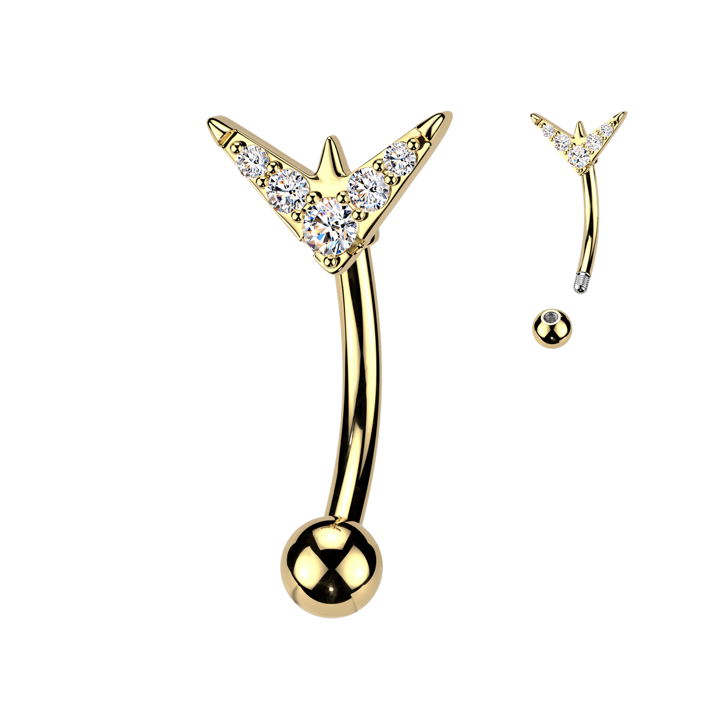 V-Shaped Twinkle Navel Barbell 14g