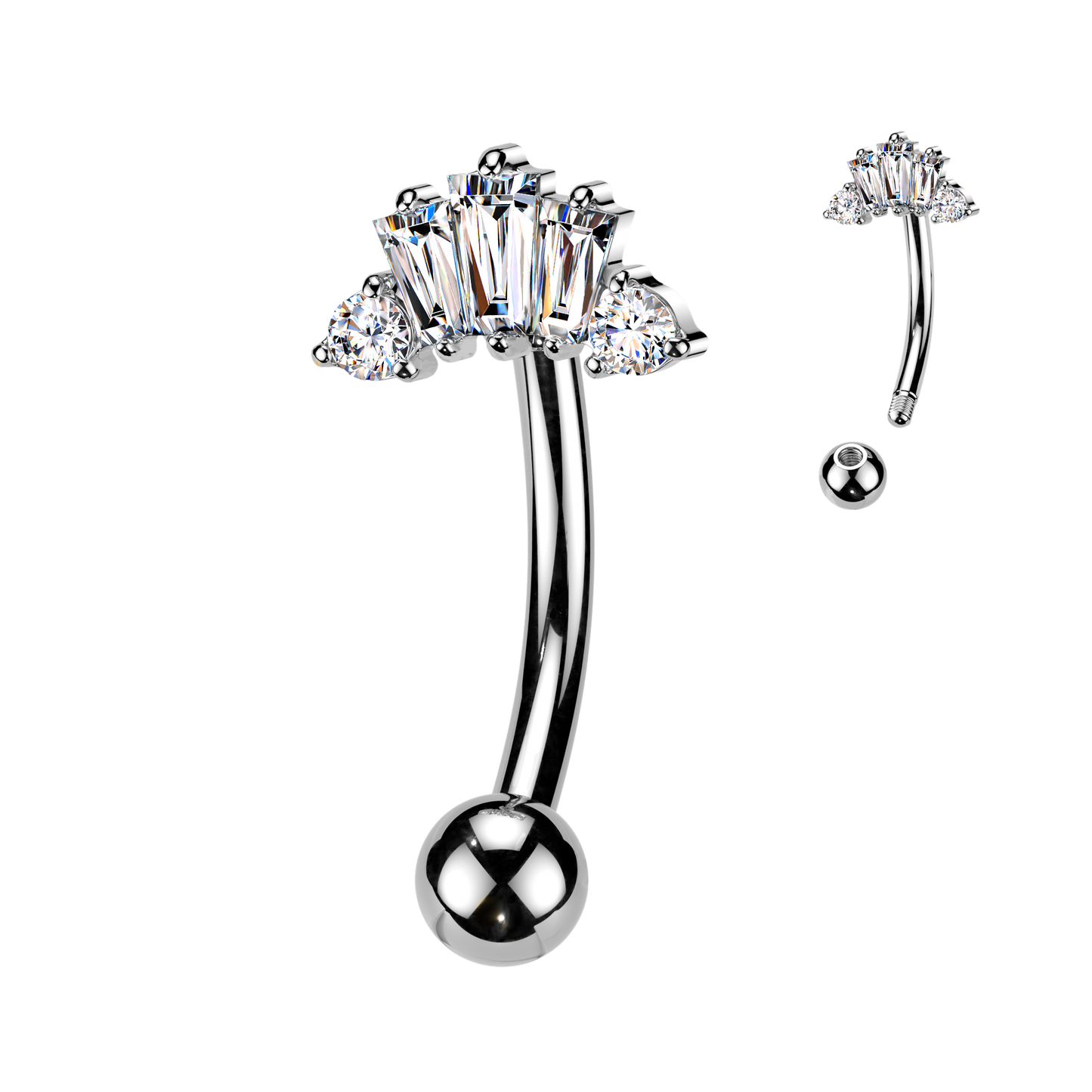 Crystal Baguette-Cut Navel Barbell 14g