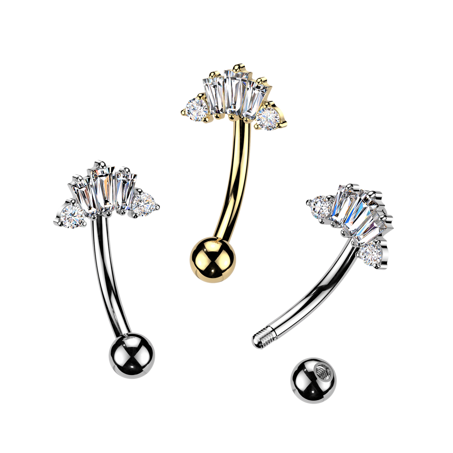 Crystal Baguette-Cut Navel Barbell 14g