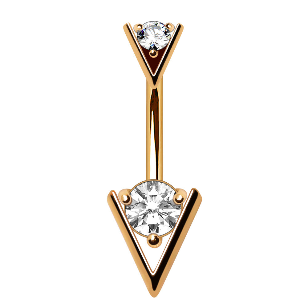 Triangle Claw-Set Crystal Navel Barbell 14g