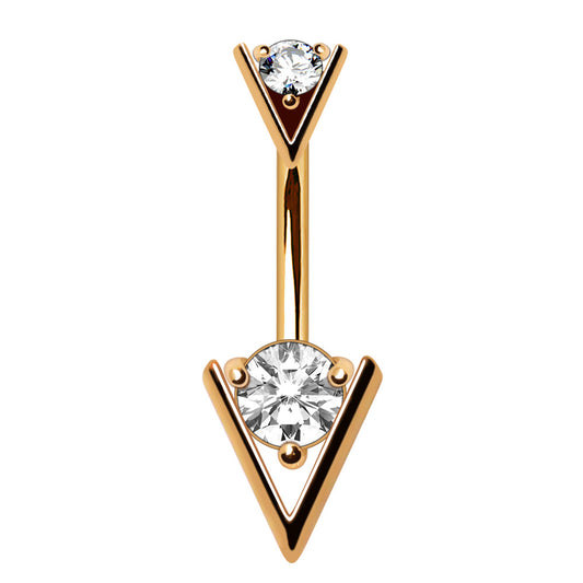 Triangle Claw-Set Crystal Navel Barbell 14g
