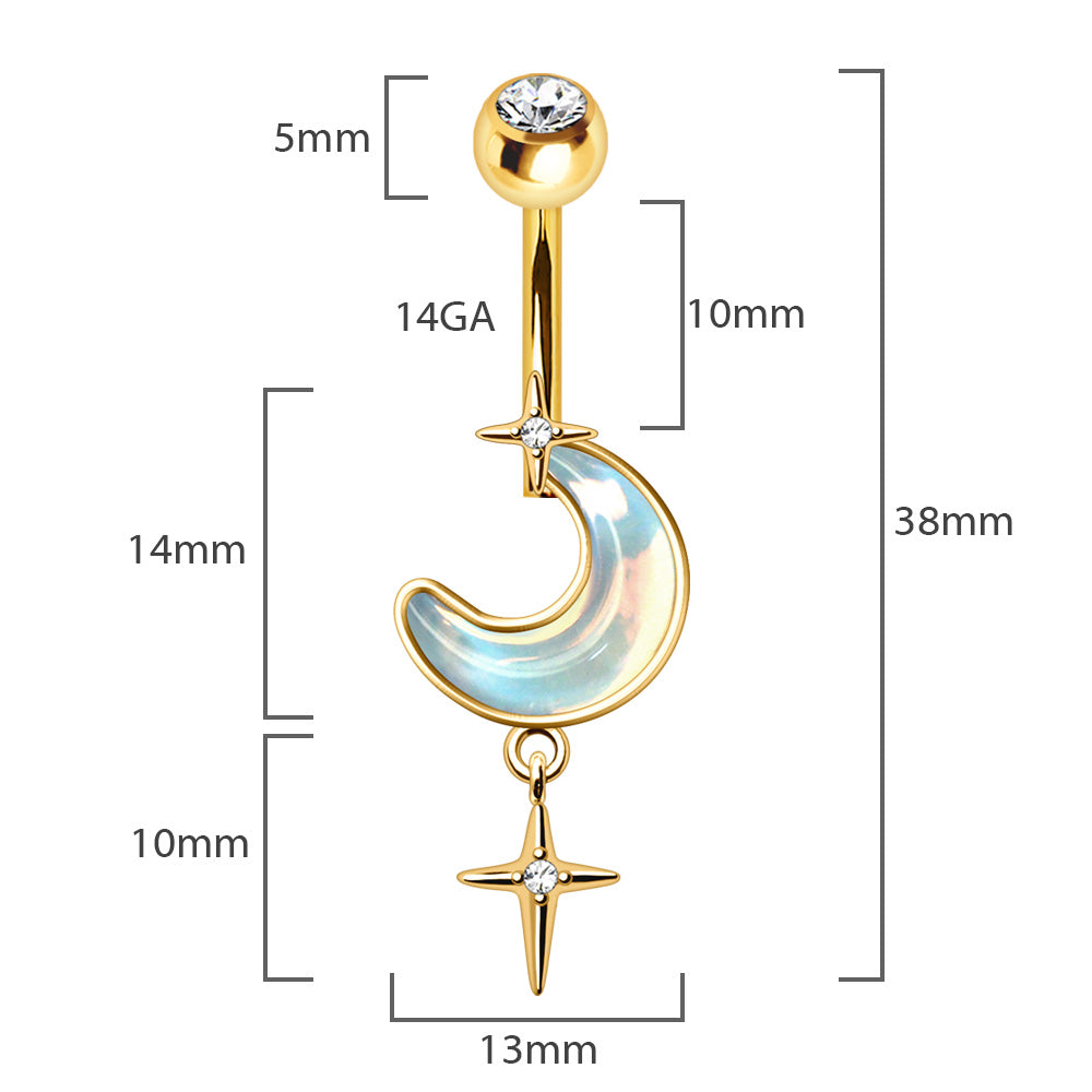 Lunar North Star Navel Dangle 14g